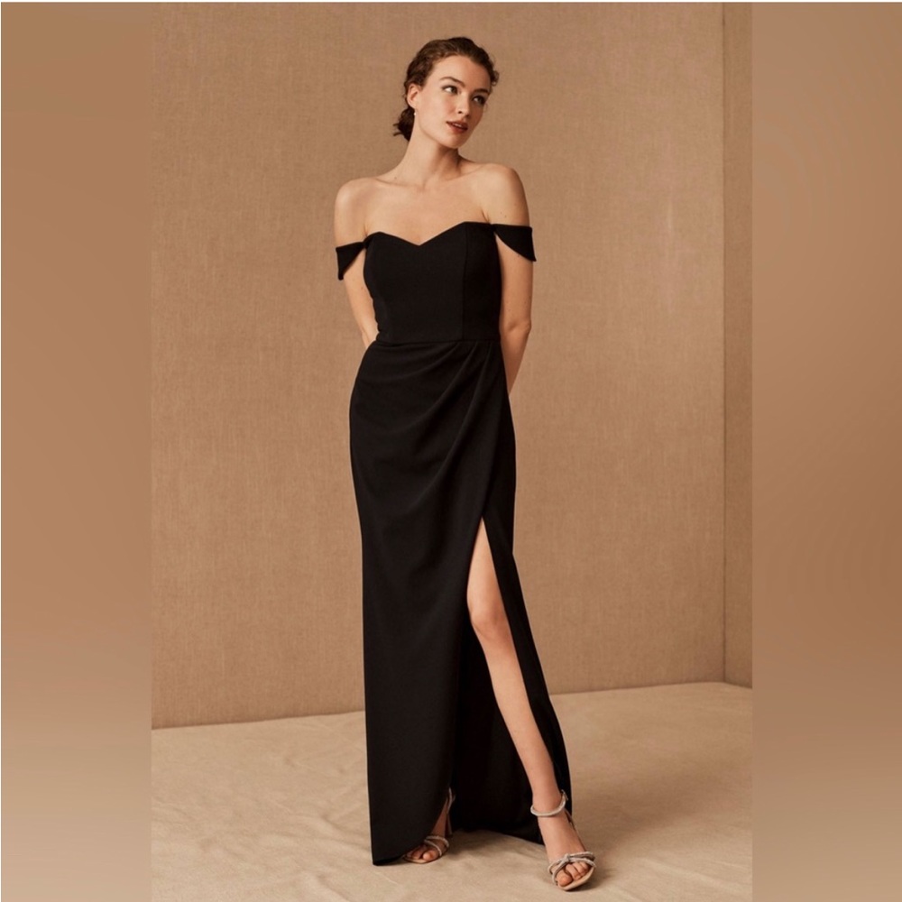 anthropologie BHLDN rossi crepe maxi bridesmaid dress in black